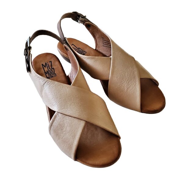 Miz Mooz Anya Cream Leather Sandals, Ladies Leather Sandals NIB - Picture 1 of 3